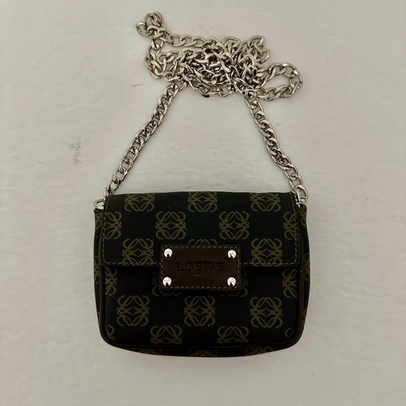 LOEWE ANAGRAM CANVAS AND LEATHER MINI BAG